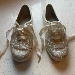 Kate Spade x Keds Cream Glitter Sneakers with Satin Laces